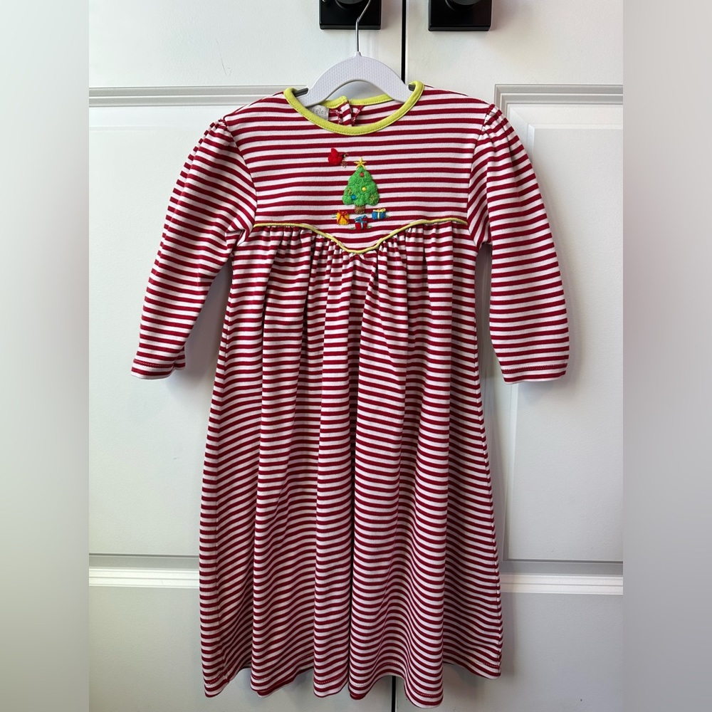 Squiggles by Charlie Girls Striped Long Sleeve Christmas Dress (Size 3T)